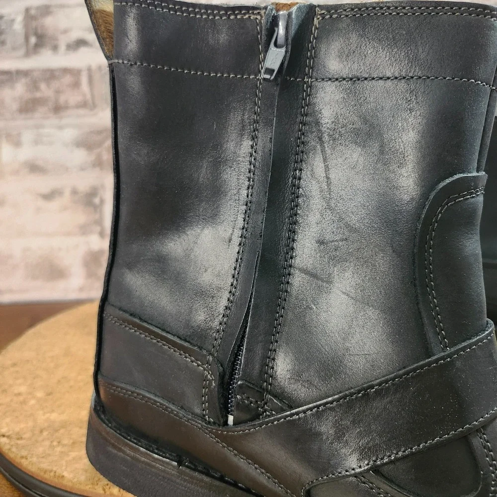 TIMBERLAND BLACK LEATHER ZIP BOOTS MENS 10